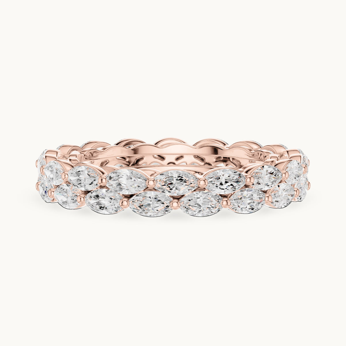 Marquise lab-grown diamond two-row full eternity band in rose gold, 1.768 CT TW, view 3