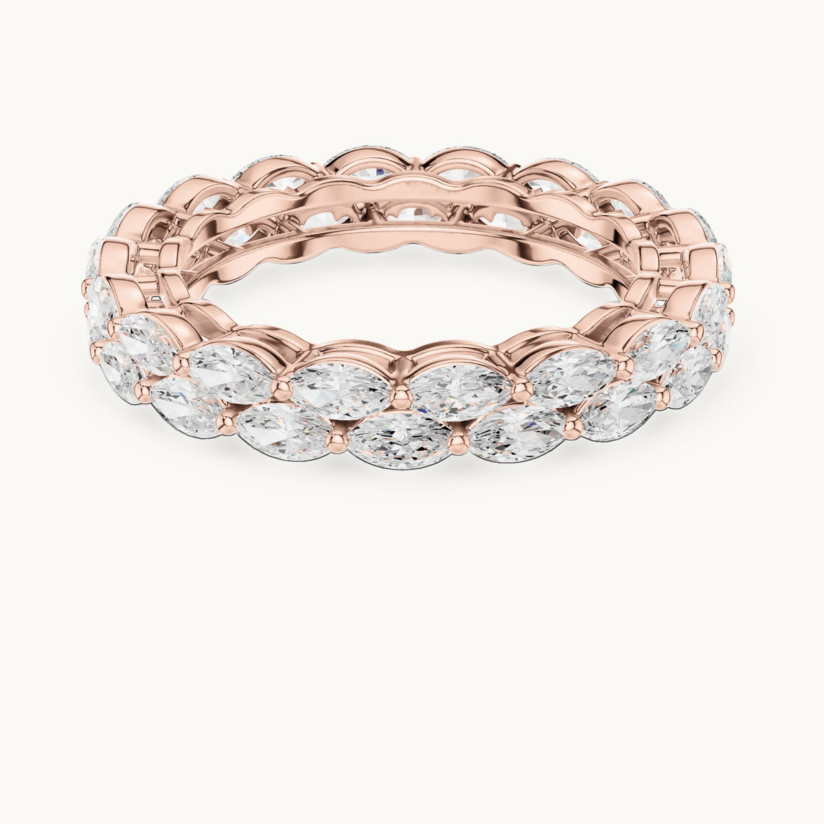 Marquise lab-grown diamond two-row full eternity band in rose gold, 1.768 CT TW, view 4