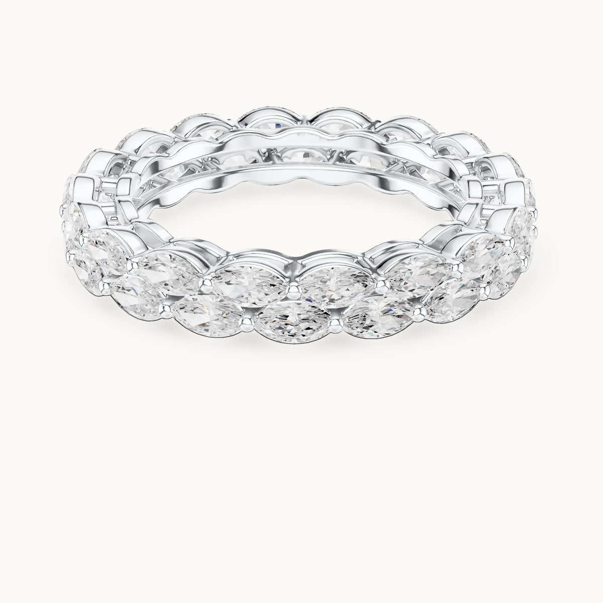 Marquise lab-grown diamond two-row full eternity band in white gold, 1.768 CT TW, view 4