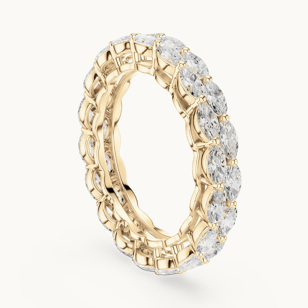 Marquise lab-grown diamond two-row full eternity band in yellow gold, 1.768 CT TW, view 1