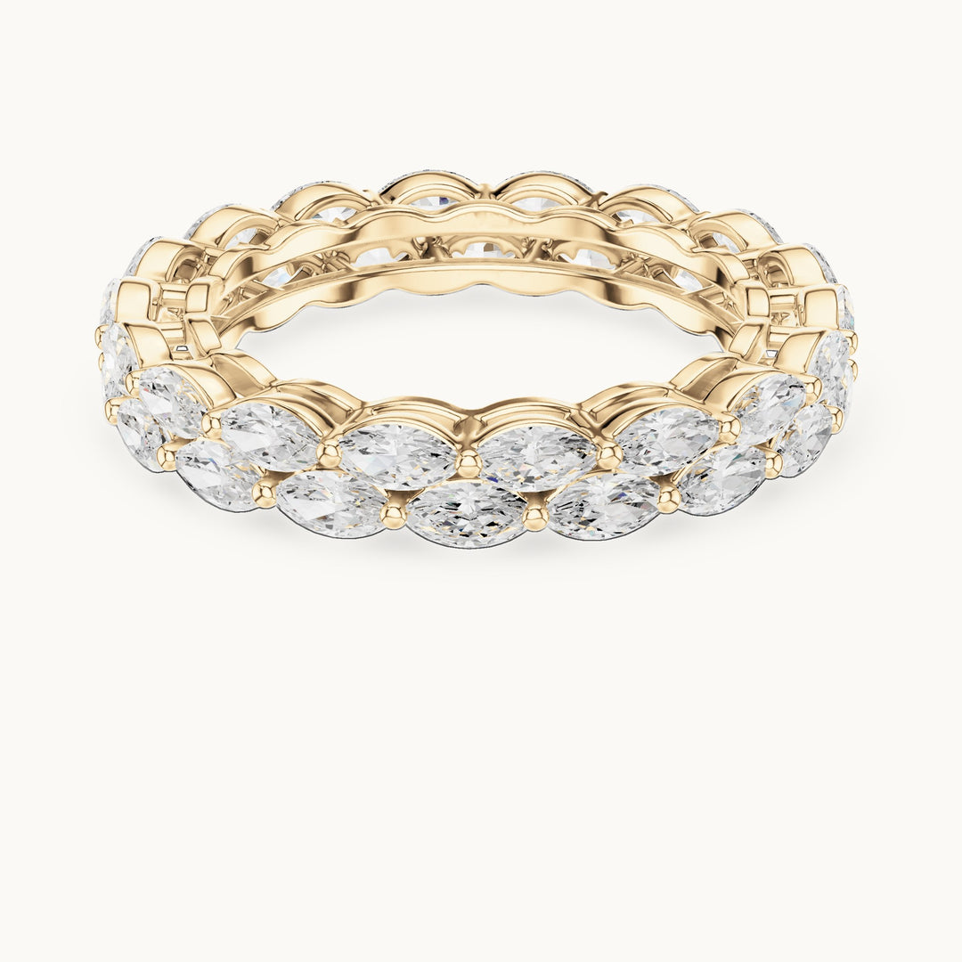 Marquise lab-grown diamond two-row full eternity band in yellow gold, 1.768 CT TW, view 4