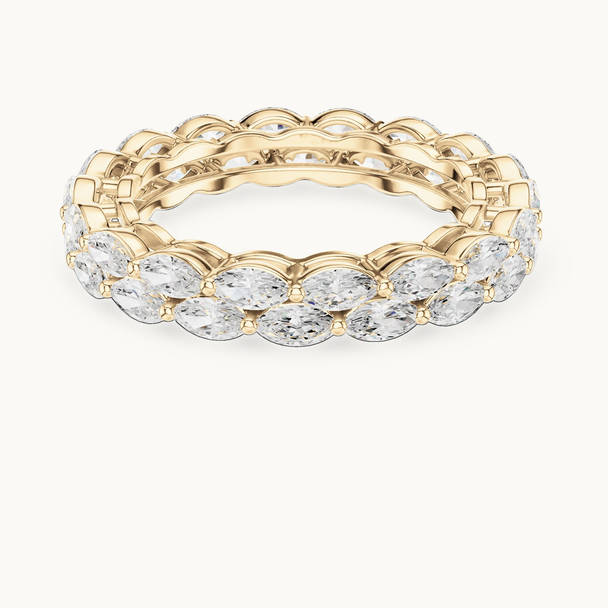 Marquise lab-grown diamond two-row full eternity band in yellow gold, 1.768 CT TW, view 4