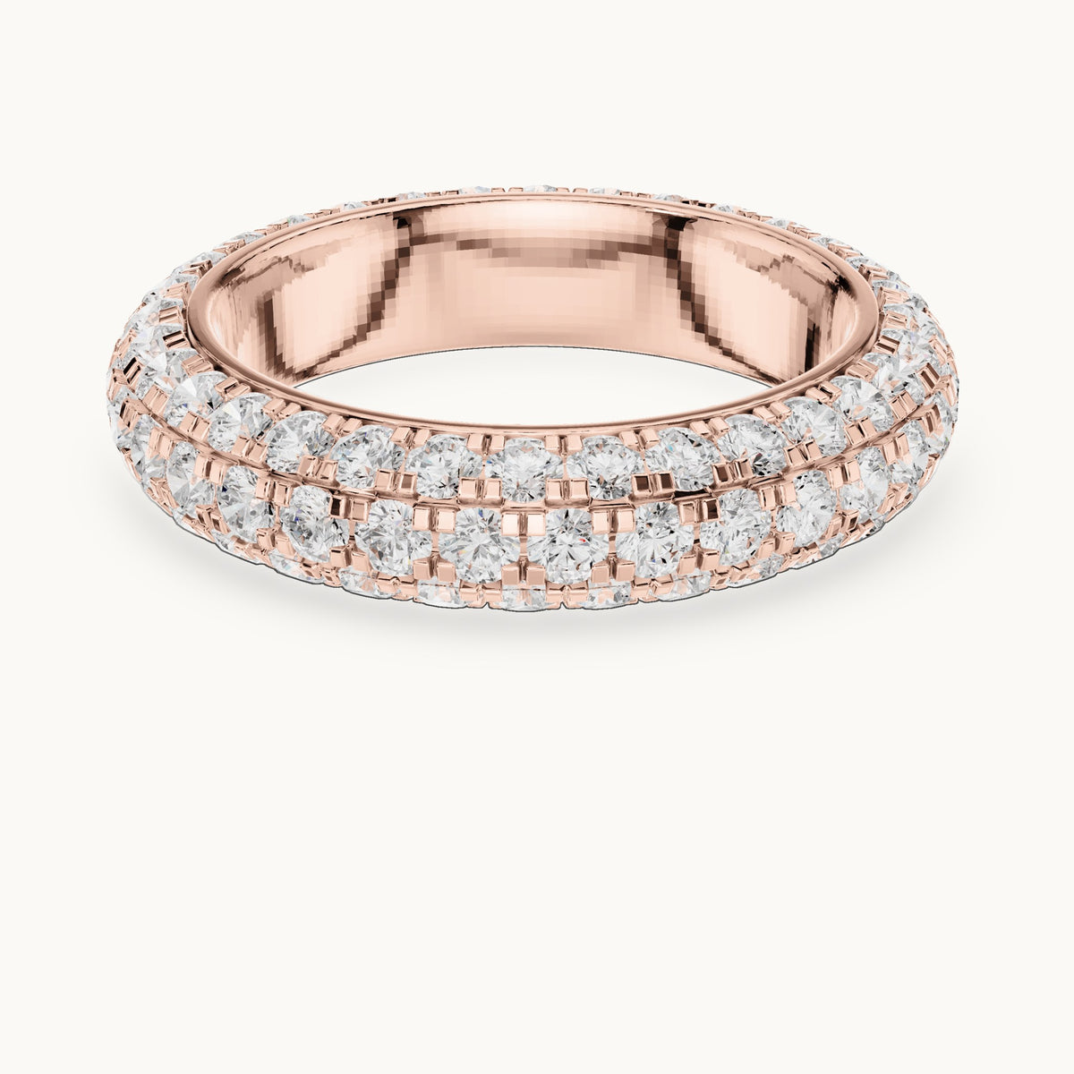 Round lab-grown diamond pavé dome full eternity band in rose gold, 3.04 CT TW, view 4