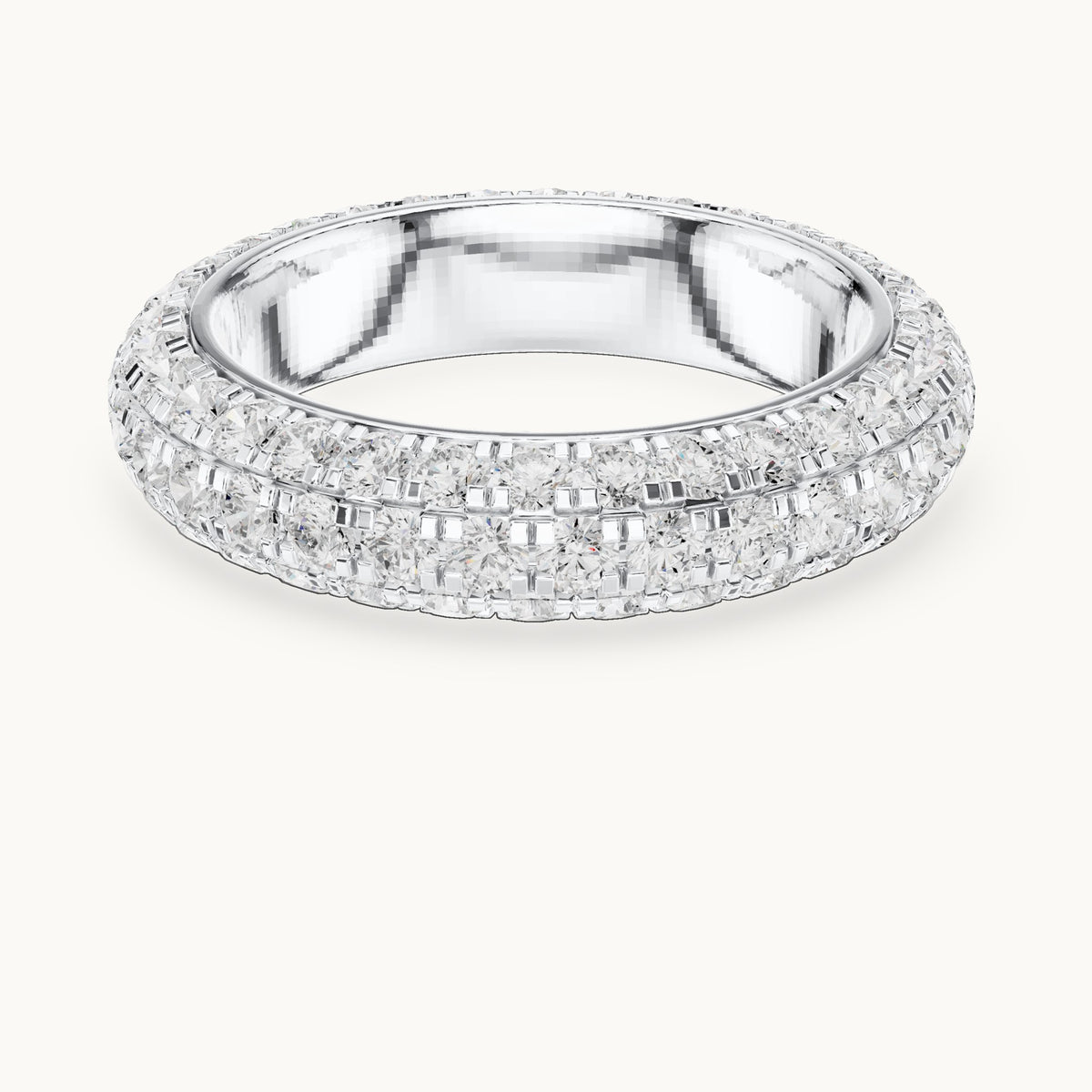 Round lab-grown diamond pavé dome full eternity band in white gold, 3.04 CT TW, view 4