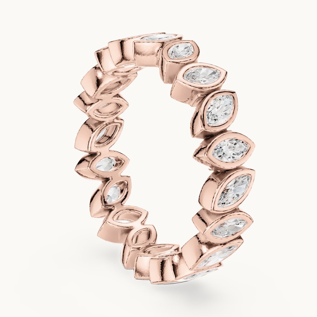 Marquise lab-grown diamond bezel-set full eternity band in rose gold, 1.04 CT TW, view 1