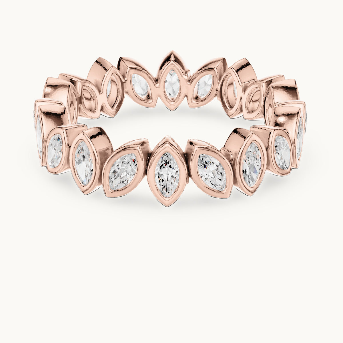 Marquise lab-grown diamond bezel-set full eternity band in rose gold, 1.04 CT TW, view 4