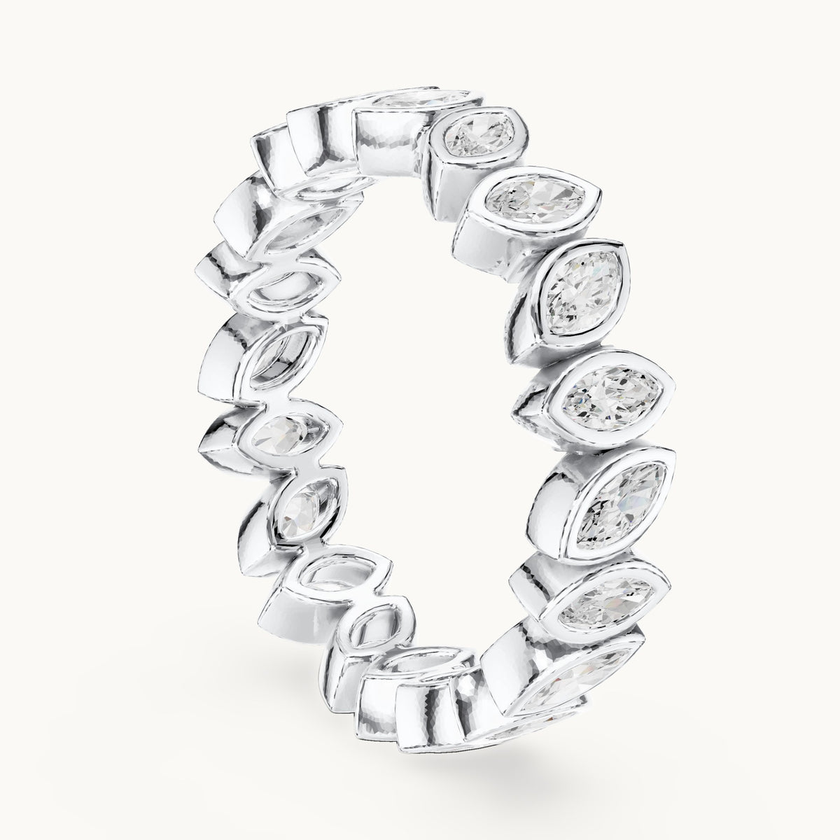 Marquise lab-grown diamond bezel-set full eternity band in white gold, 1.04 CT TW, view 1