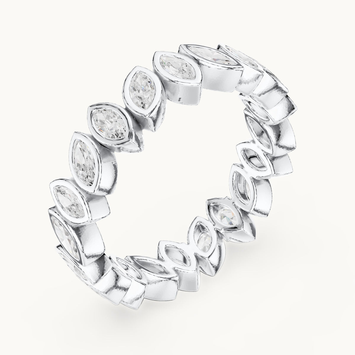 Marquise lab-grown diamond bezel-set full eternity band in white gold, 1.04 CT TW, view 2
