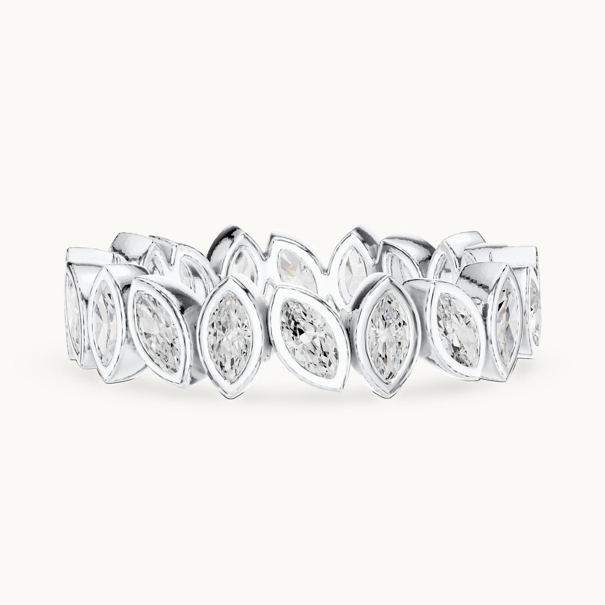 Marquise lab-grown diamond bezel-set full eternity band in white gold, 1.04 CT TW, view 3