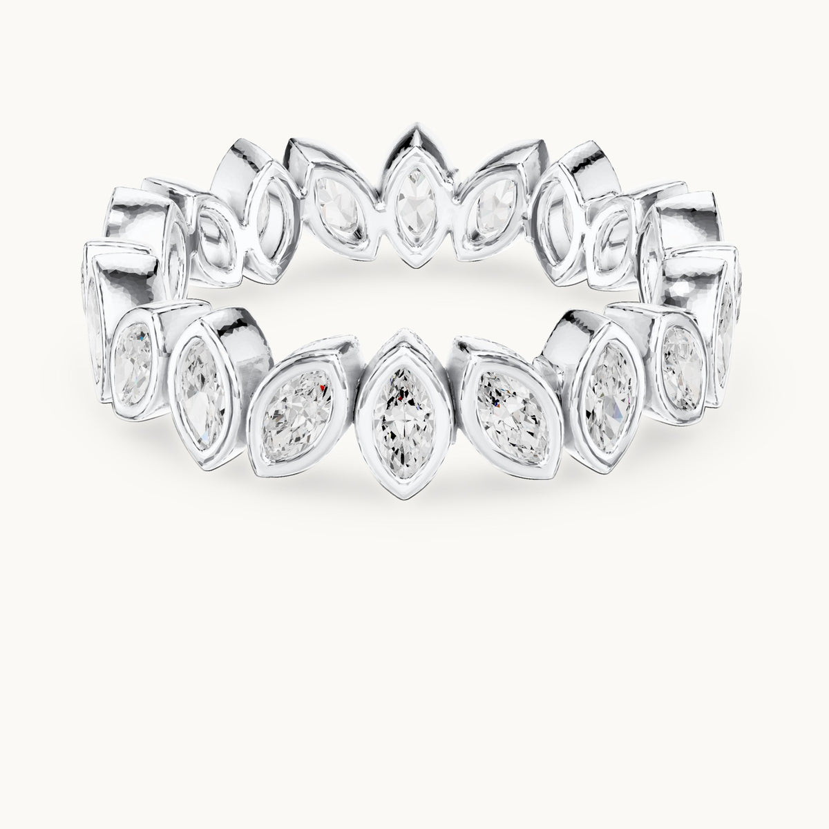 Marquise lab-grown diamond bezel-set full eternity band in white gold, 1.04 CT TW, view 4