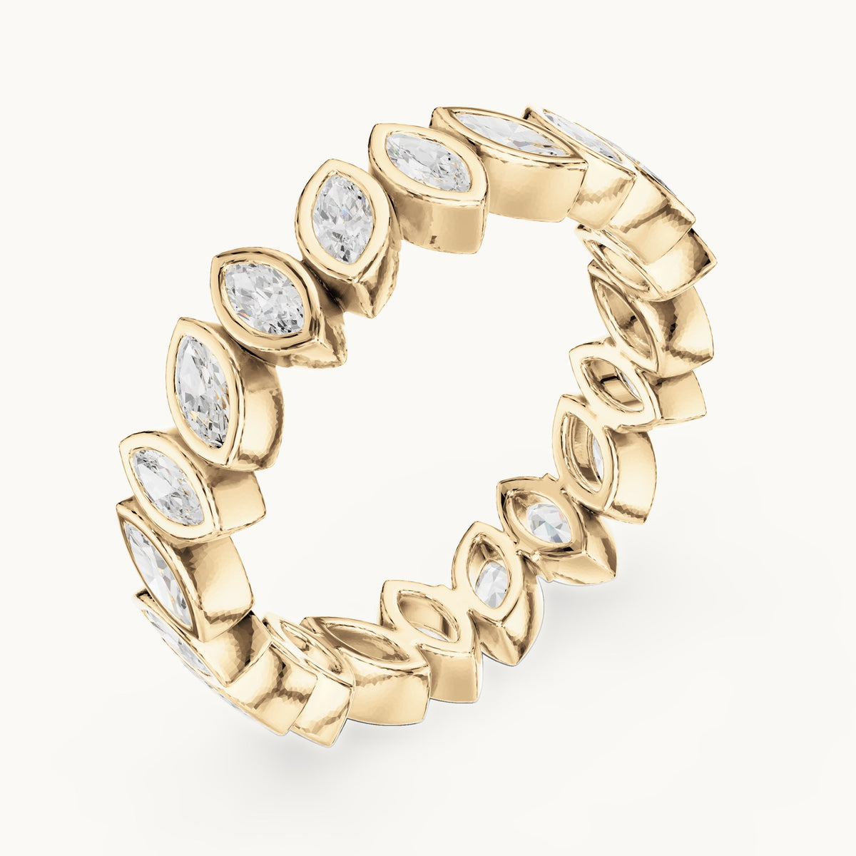 Marquise lab-grown diamond bezel-set full eternity band in yellow gold, 1.04 CT TW, view 2