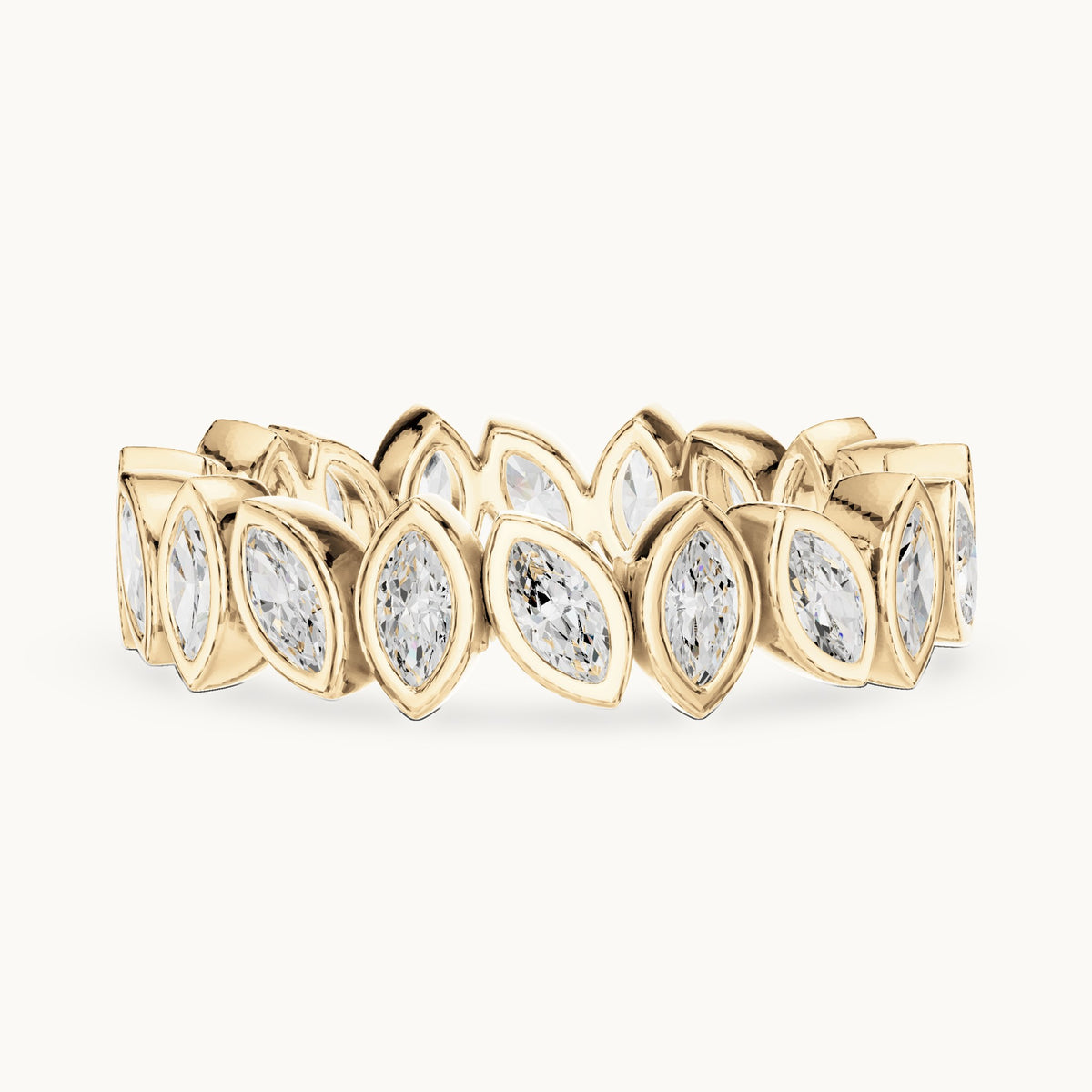 Marquise lab-grown diamond bezel-set full eternity band in yellow gold, 1.04 CT TW, view 3
