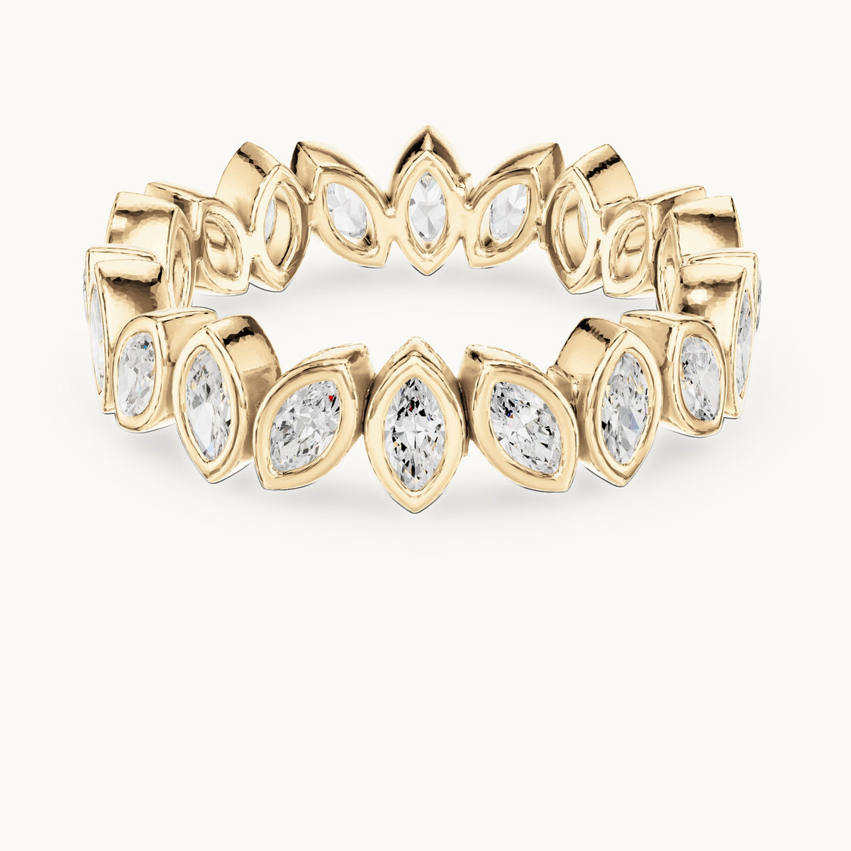Marquise lab-grown diamond bezel-set full eternity band in yellow gold, 1.04 CT TW, view 4