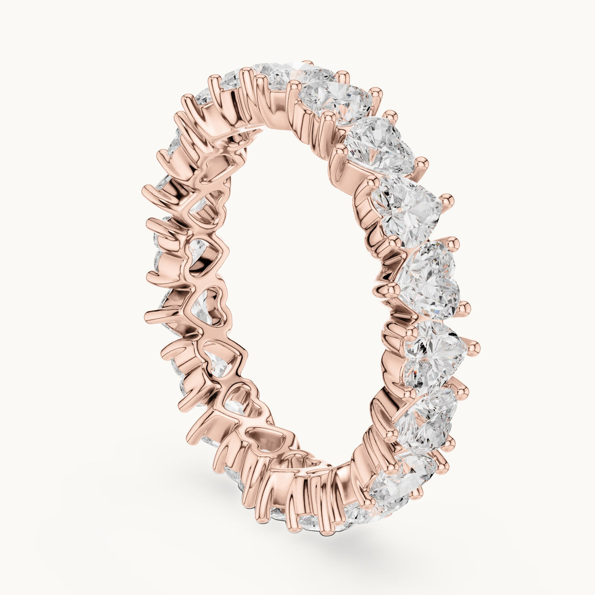Heart lab-grown diamond full eternity band in rose gold, 3.04 CT TW, view 1
