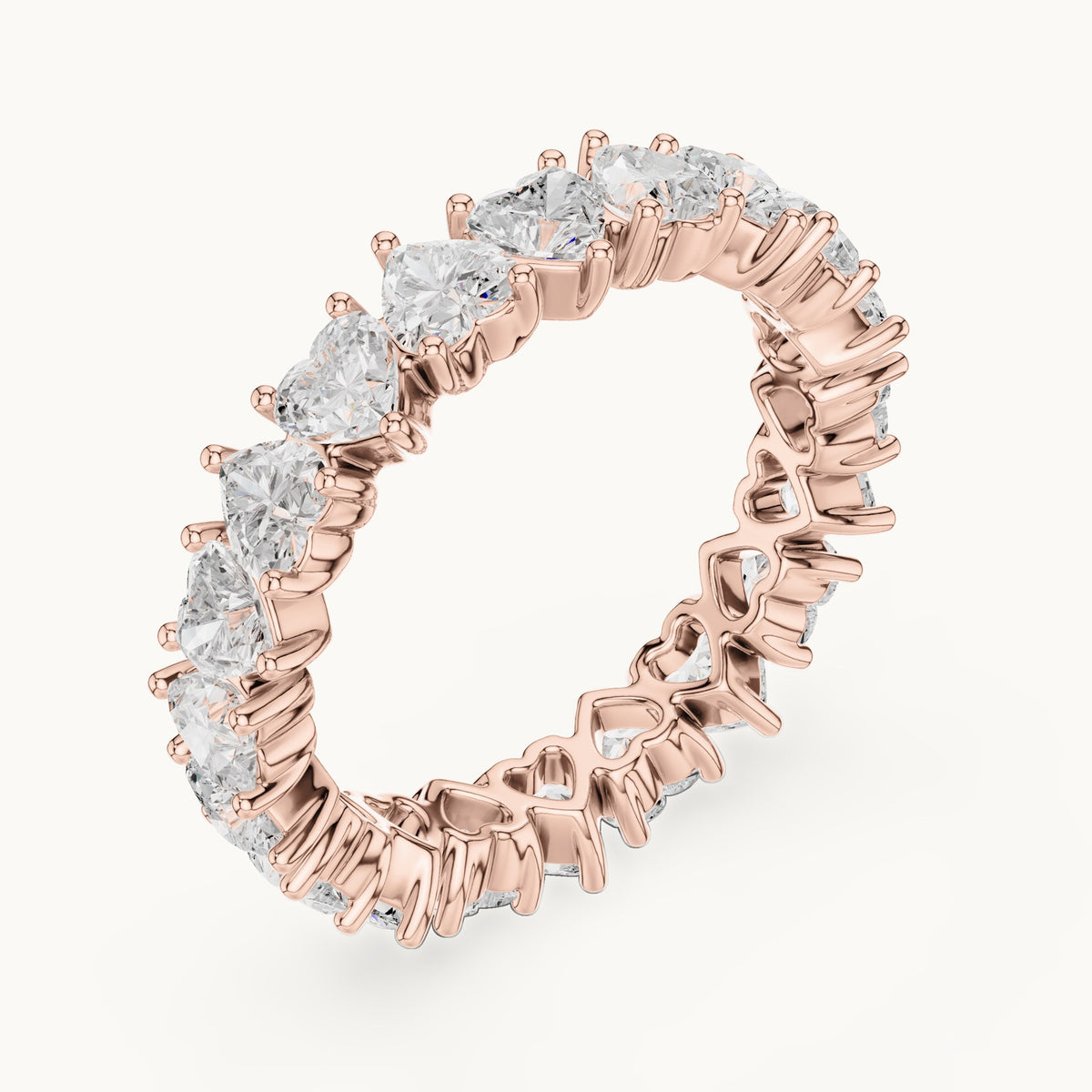 Heart lab-grown diamond full eternity band in rose gold, 3.04 CT TW, view 2