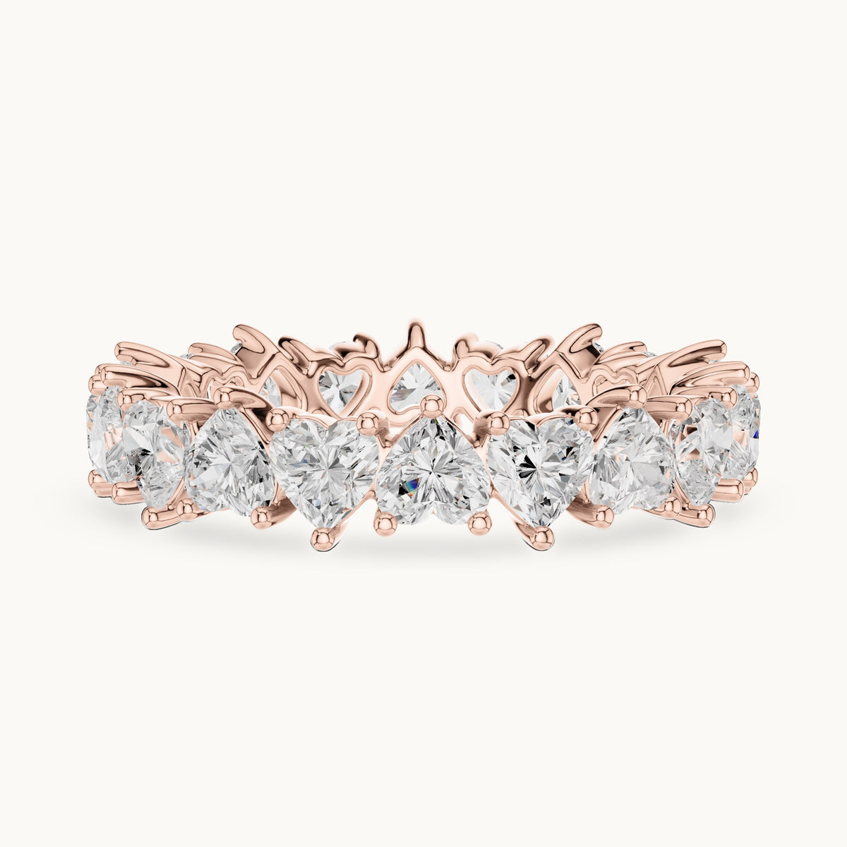 Heart lab-grown diamond full eternity band in rose gold, 3.04 CT TW, view 3
