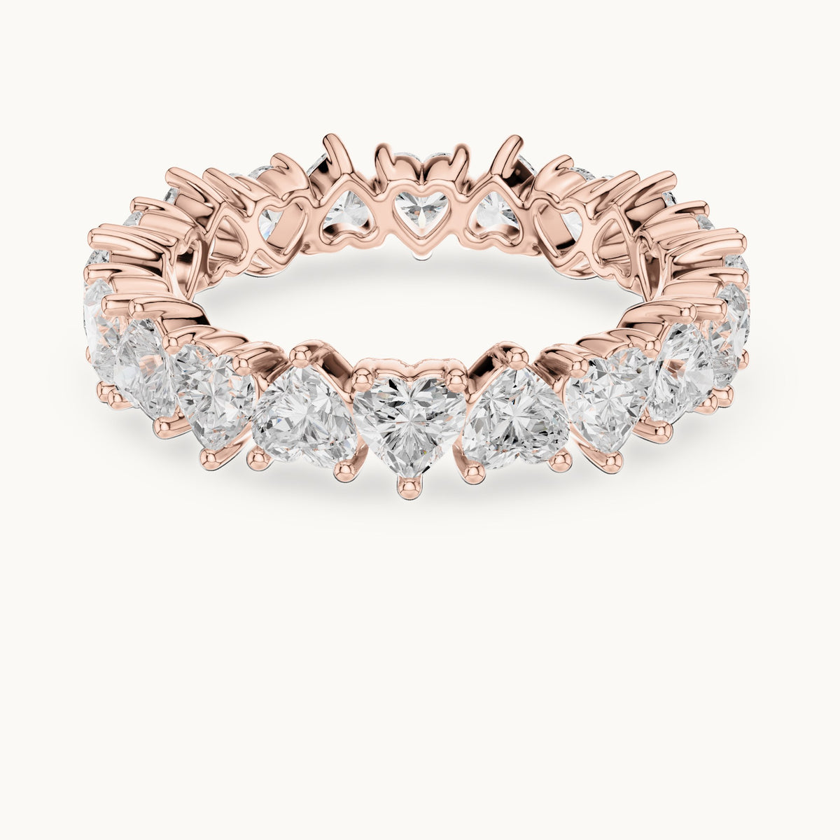 Heart lab-grown diamond full eternity band in rose gold, 3.04 CT TW, view 4