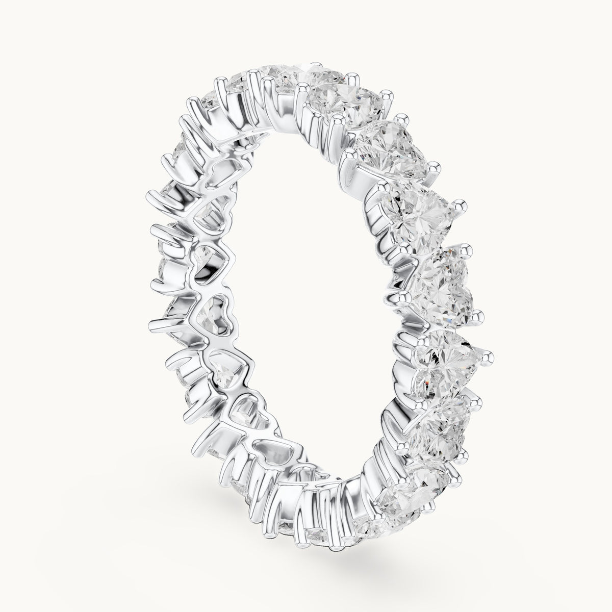 Heart lab-grown diamond full eternity band in white gold, 3.04 CT TW, view 1