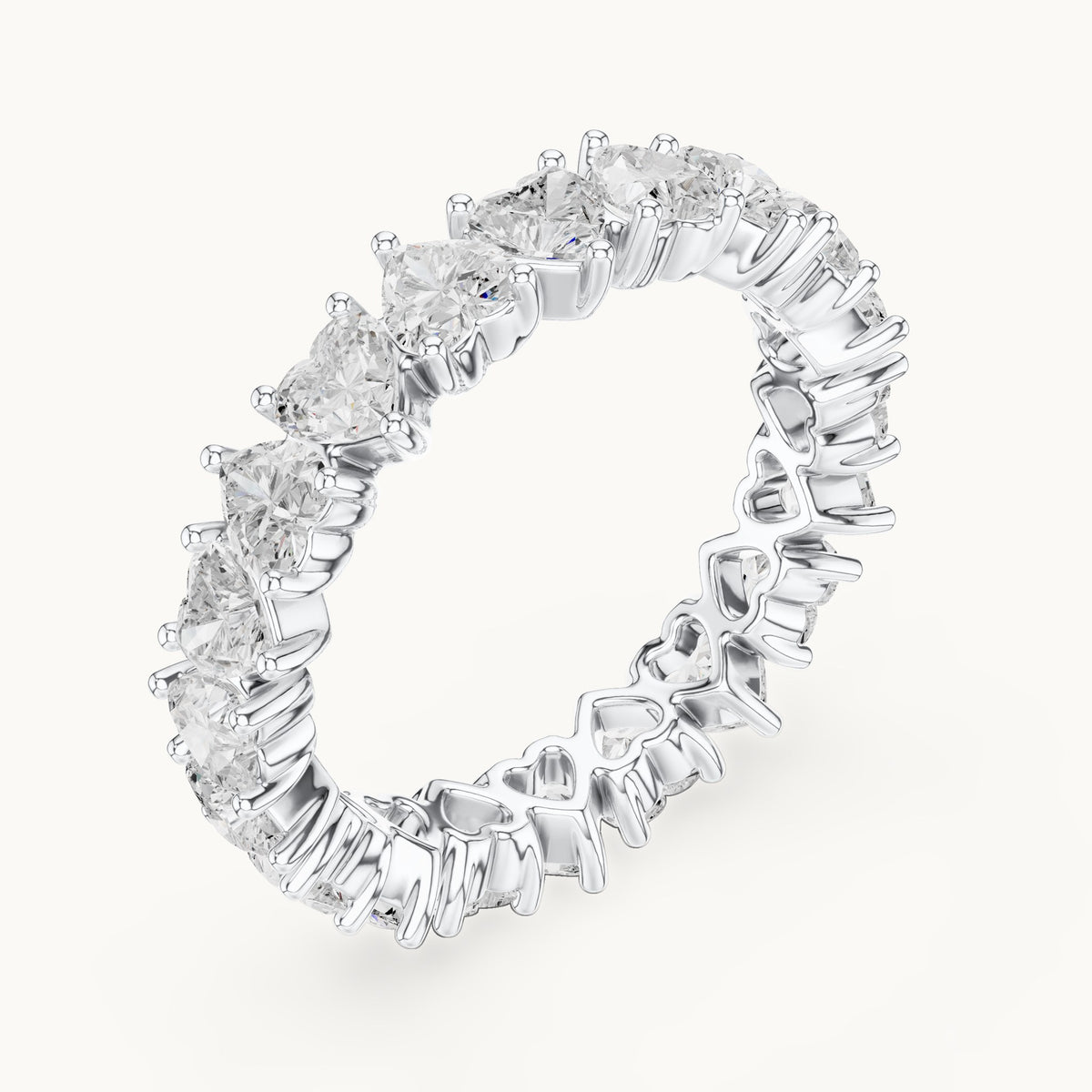 Heart lab-grown diamond full eternity band in white gold, 3.04 CT TW, view 2