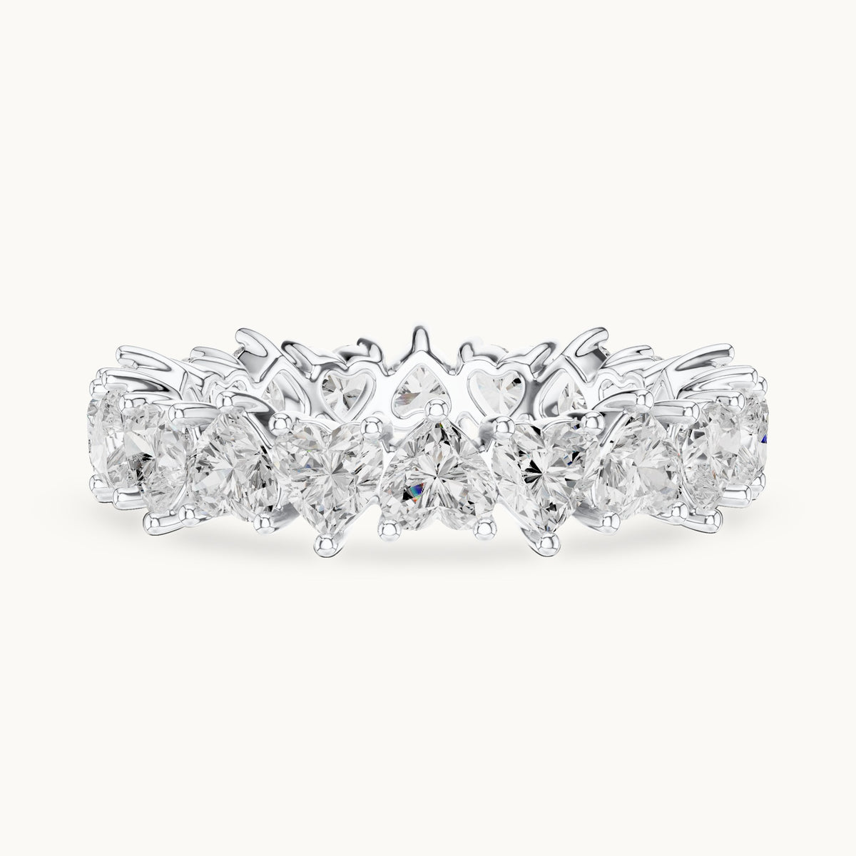 Heart lab-grown diamond full eternity band in white gold, 3.04 CT TW, view 3