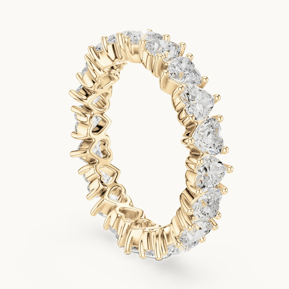 Heart lab-grown diamond full eternity band in yellow gold, 3.04 CT TW, view 1