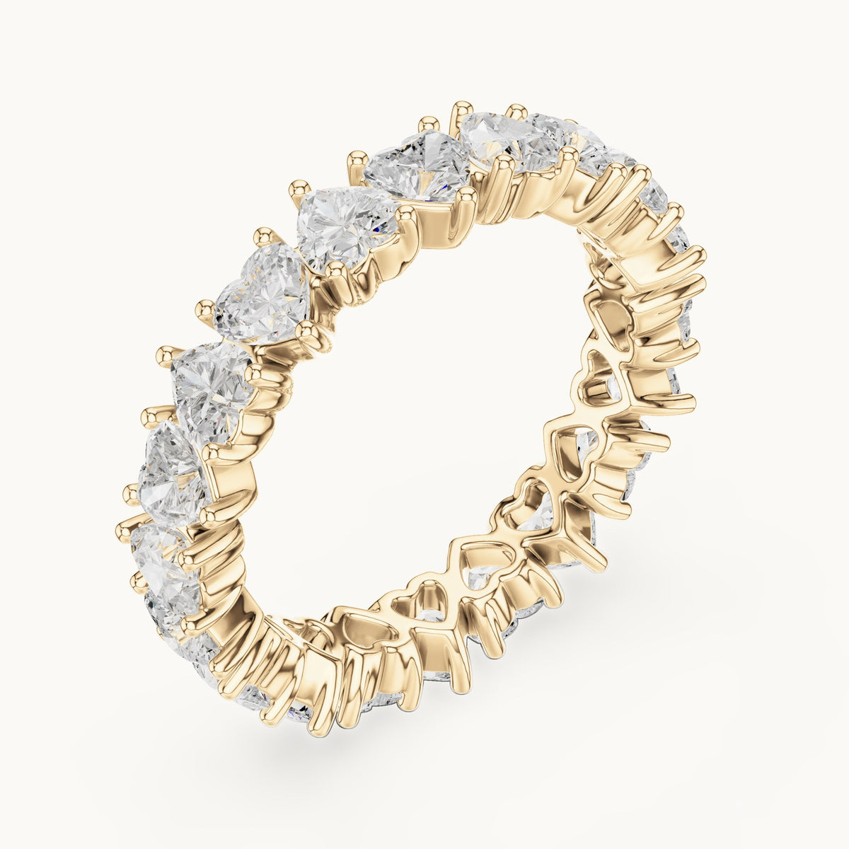 Heart lab-grown diamond full eternity band in yellow gold, 3.04 CT TW, view 2