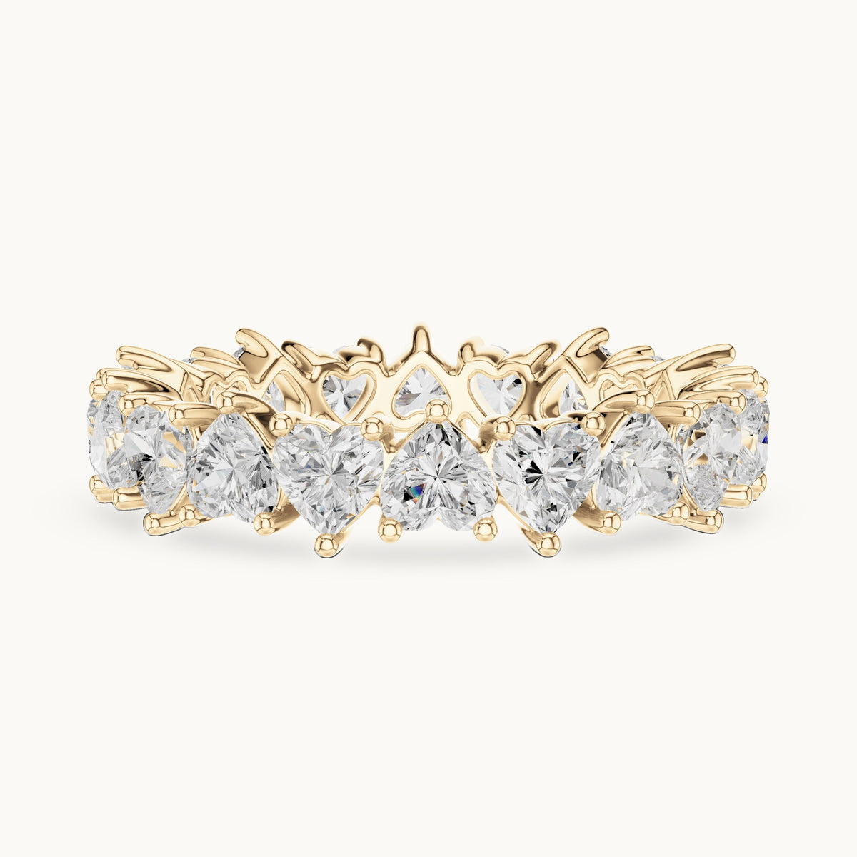 Heart lab-grown diamond full eternity band in yellow gold, 3.04 CT TW, view 3