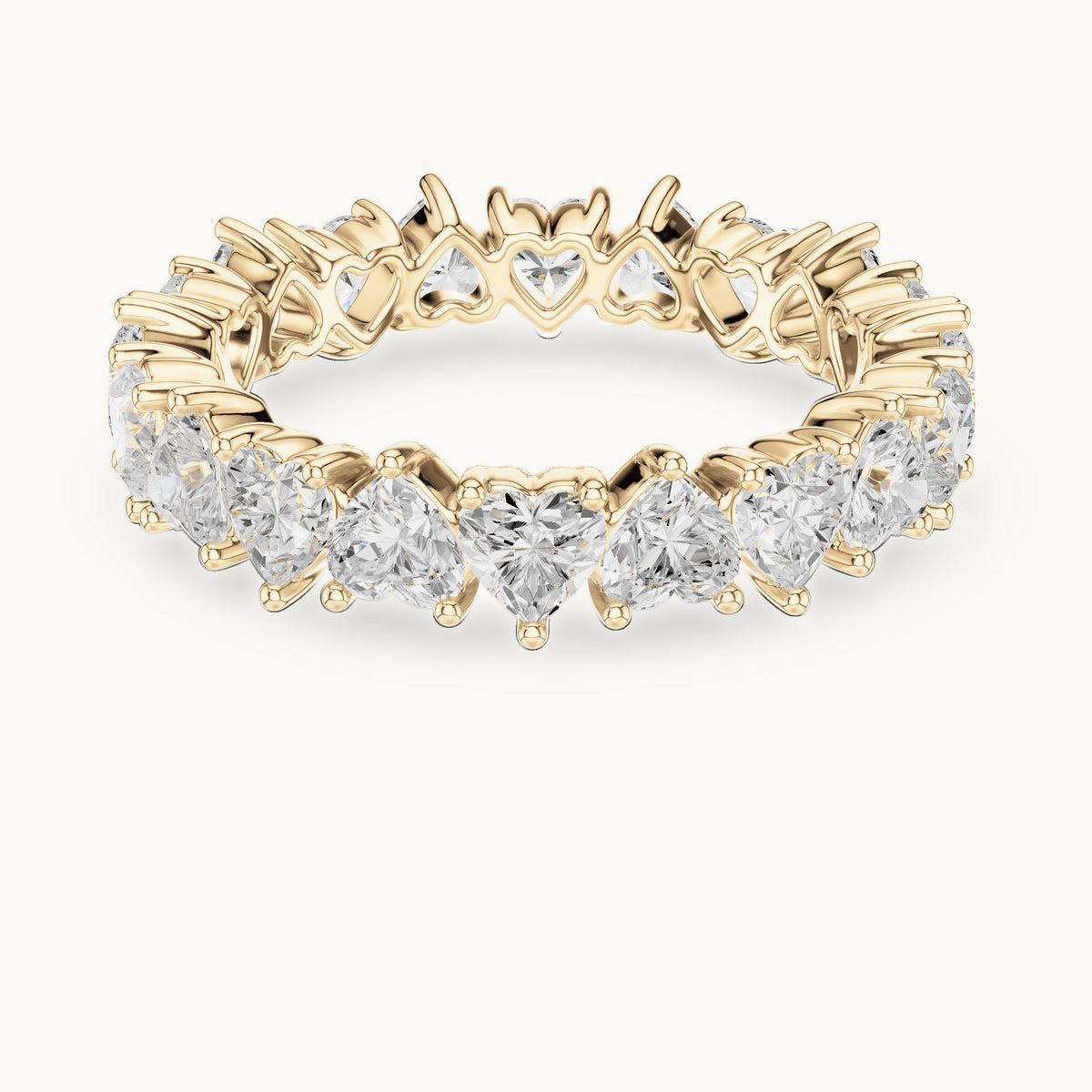 Heart lab-grown diamond full eternity band in yellow gold, 3.04 CT TW, view 4