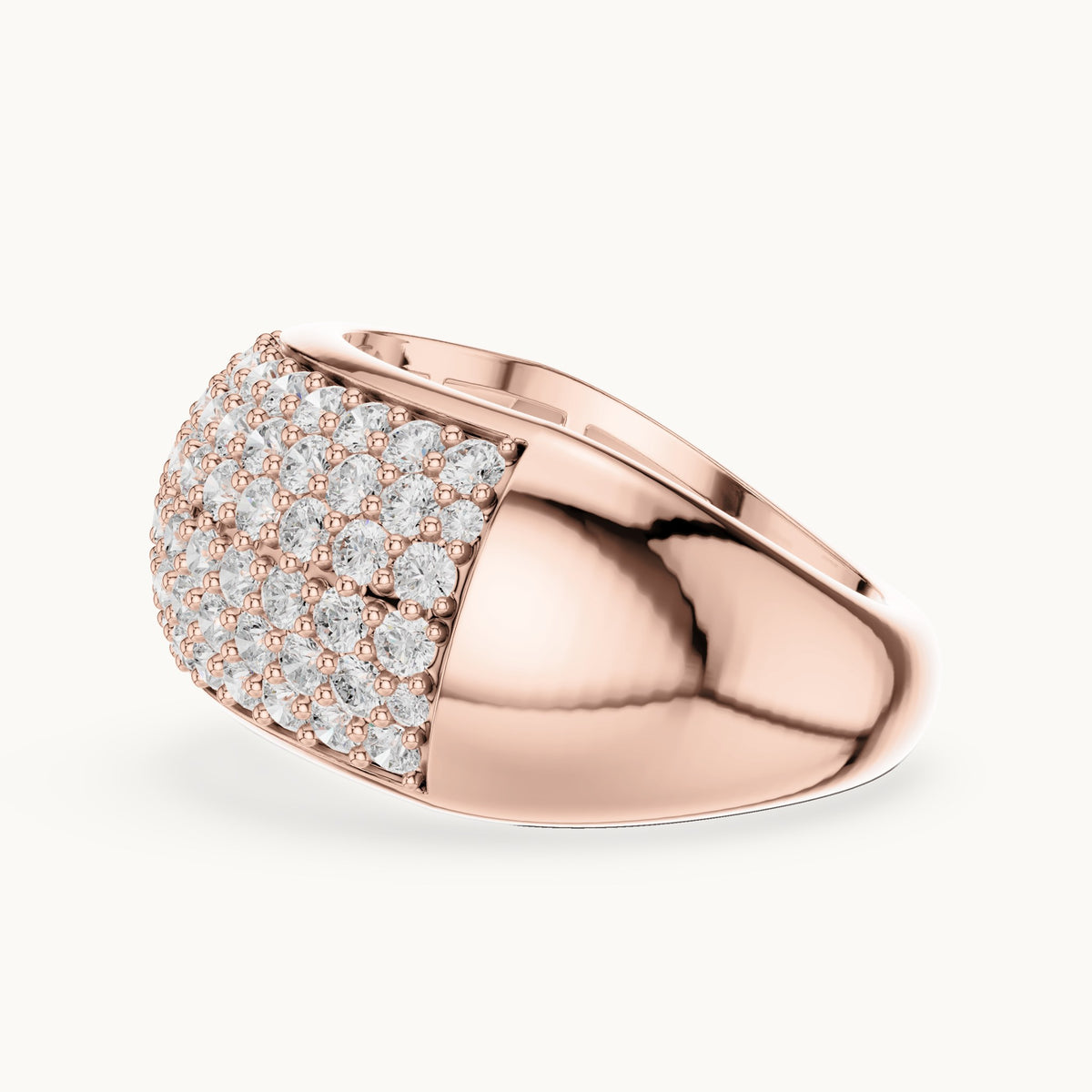 Round lab-grown diamond pavé dome ring in rose gold, 1.792 CT TW, view 3