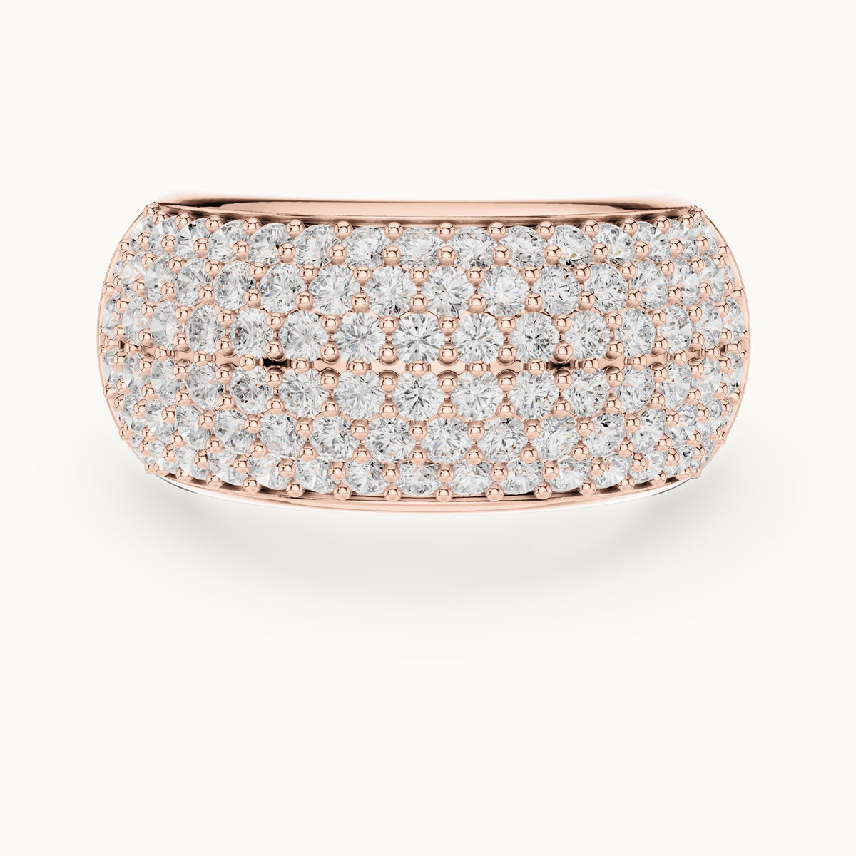 Round lab-grown diamond pavé dome ring in rose gold, 1.792 CT TW, view 4