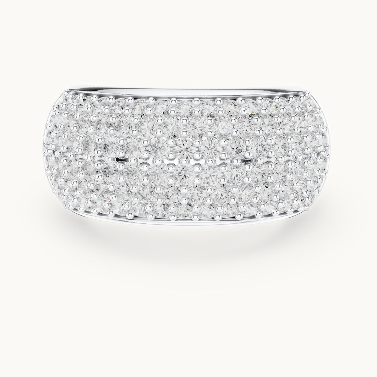 Round lab-grown diamond pavé dome ring in white gold, 1.792 CT TW, view 4