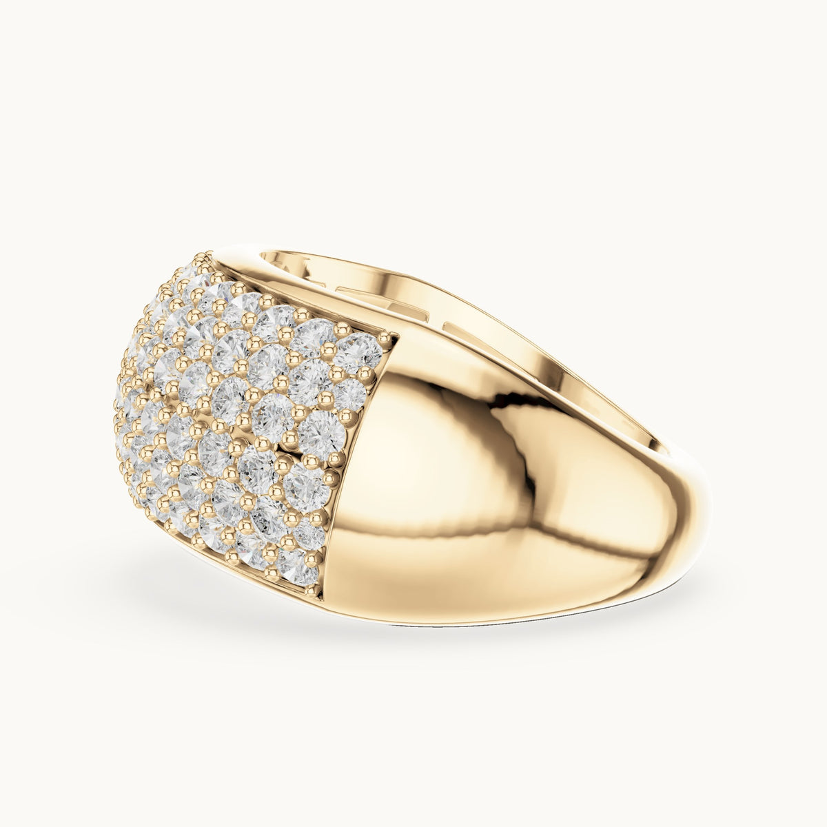 Round lab-grown diamond pavé dome ring in yellow gold, 1.792 CT TW, view 3