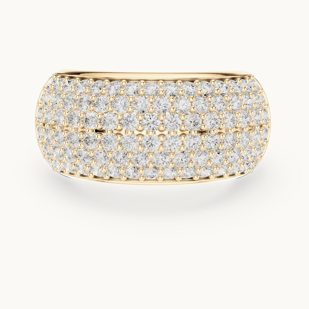 Round lab-grown diamond pavé dome ring in yellow gold, 1.792 CT TW, view 4