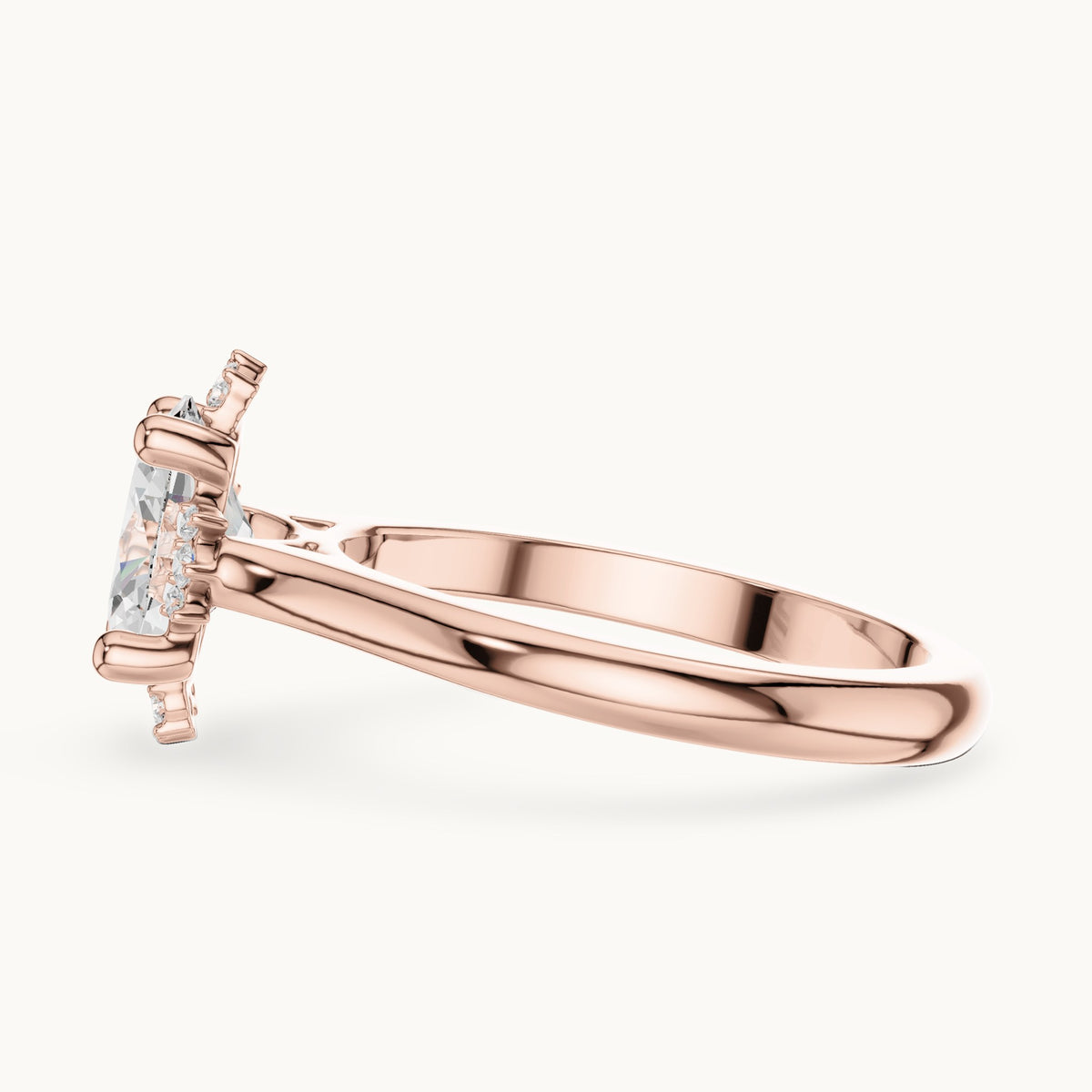 Oval and round lab-grown diamond engagement ring with diamond accents in rose gold, 1.432 CT TW, view 3