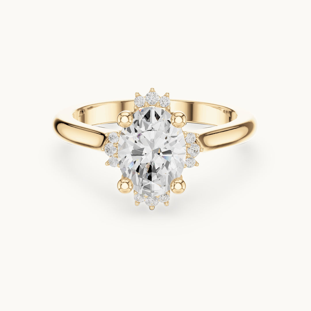 Oval and round lab-grown diamond engagement ring with diamond accents in yellow gold, 1.432 CT TW, view 4