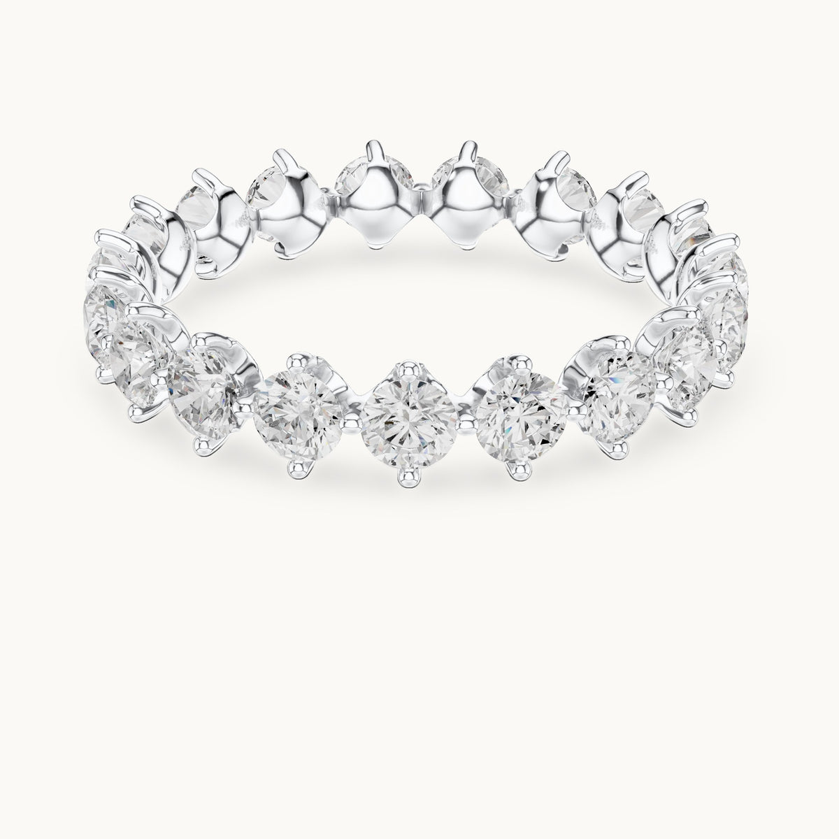 Round lab-grown diamond delicate prong full eternity band in white gold, 2.09 CT TW, view 4