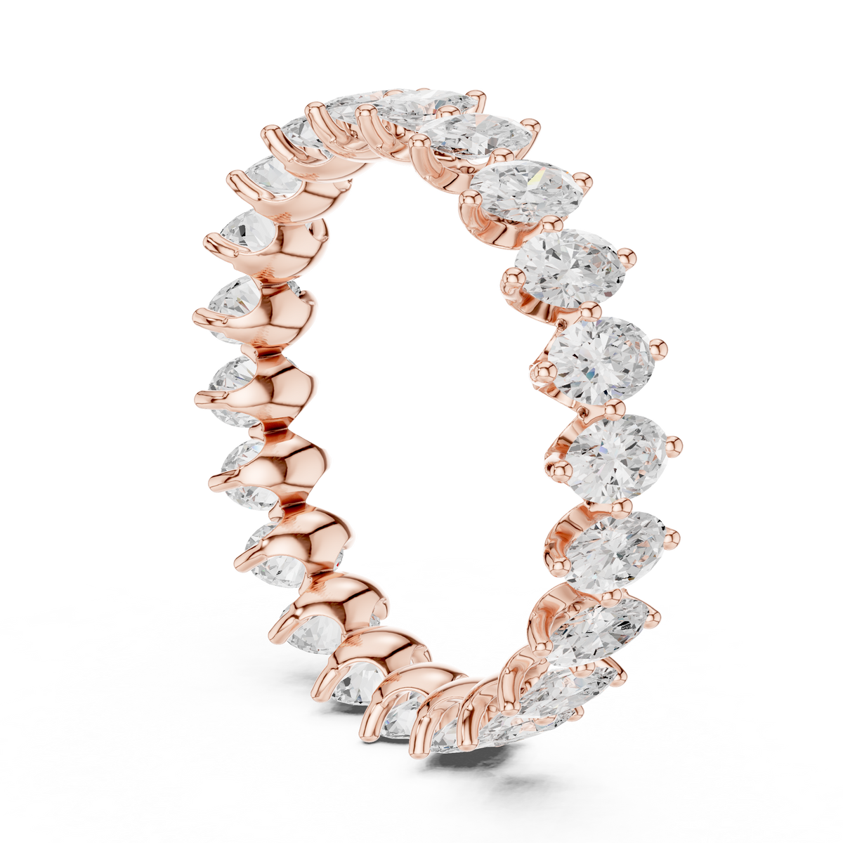 Oval lab-grown diamond eternity band in rose gold, 1.66 CT TW, view 1