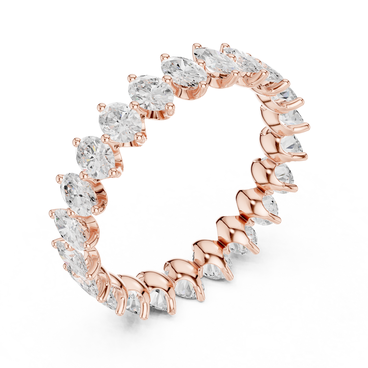Oval lab-grown diamond eternity band in rose gold, 1.66 CT TW, view 2