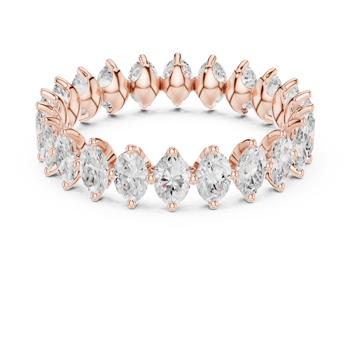 Oval lab-grown diamond eternity band in rose gold, 1.66 CT TW, view 4