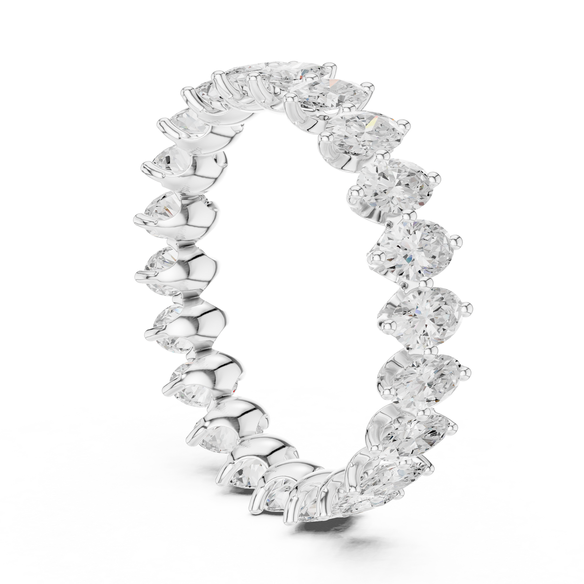 Oval lab-grown diamond eternity band in white gold, 1.66 CT TW, view 1