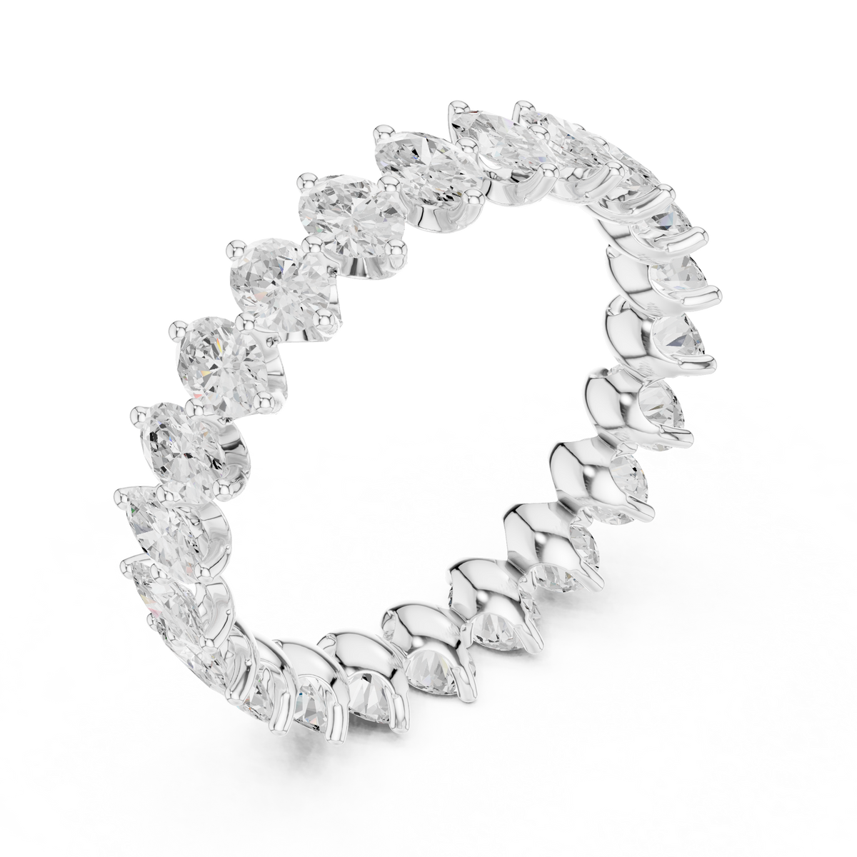 Oval lab-grown diamond eternity band in white gold, 1.66 CT TW, view 2