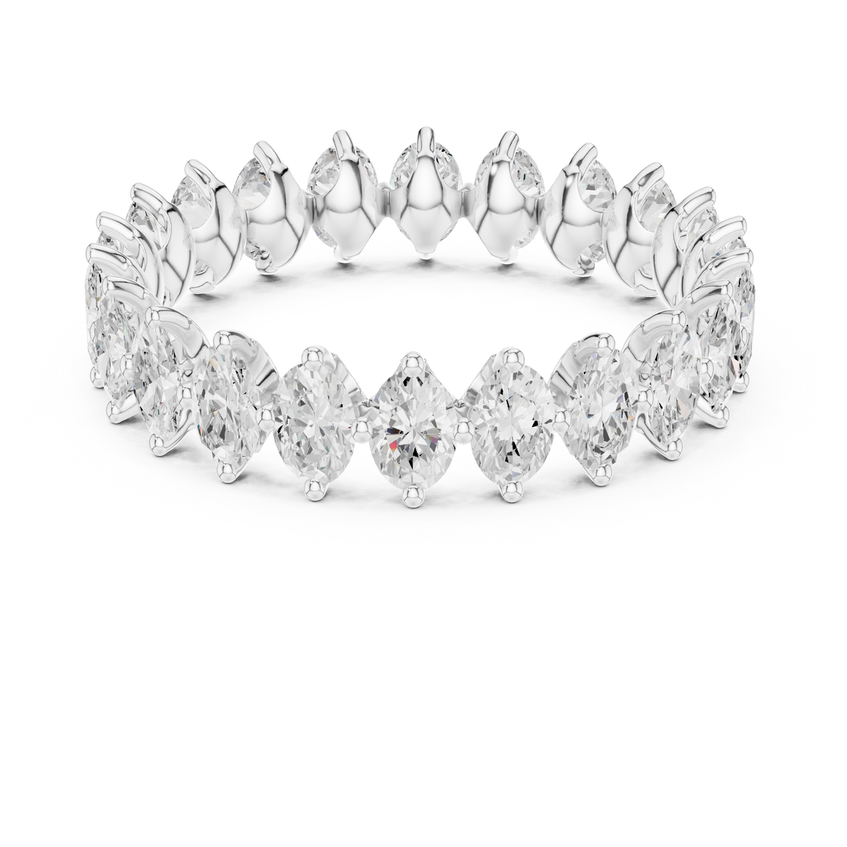 Oval lab-grown diamond eternity band in white gold, 1.66 CT TW, view 4