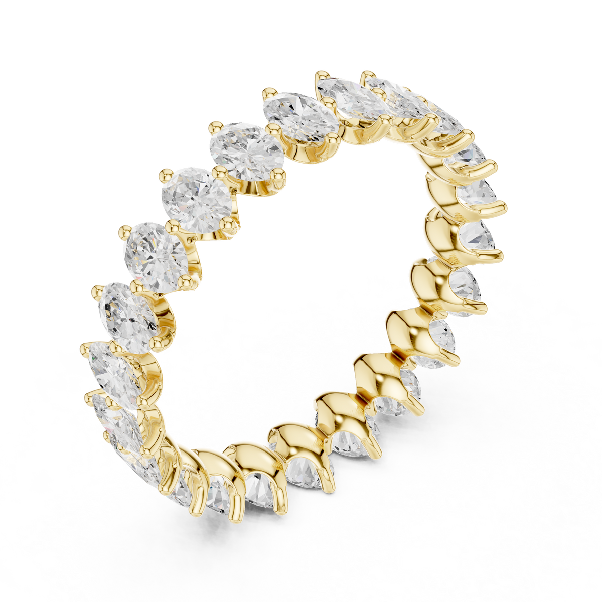 Oval lab-grown diamond eternity band in yellow gold, 1.66 CT TW, view 2