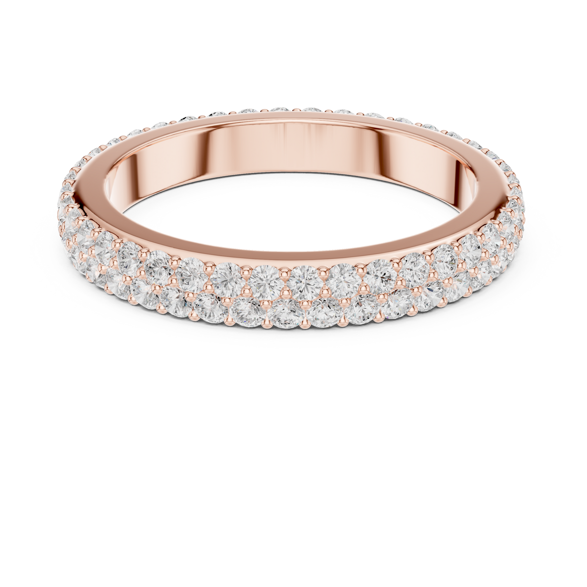 Round lab-grown diamond double row eternity band in rose gold, 1.20 CT TW, view 4