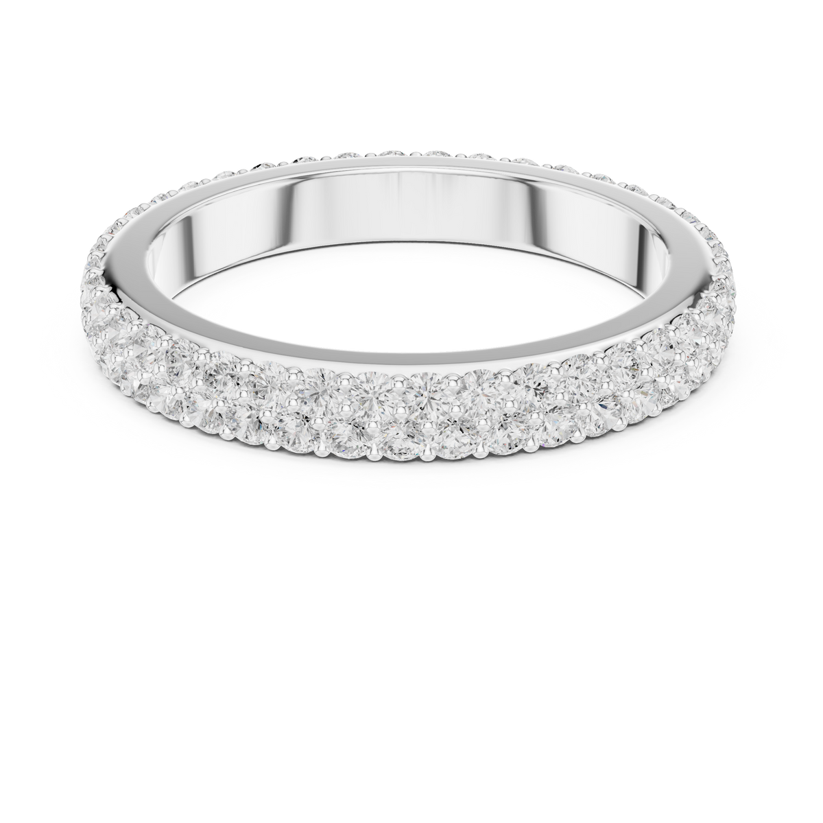 Round lab-grown diamond double row eternity band in white gold, 1.20 CT TW, view 4