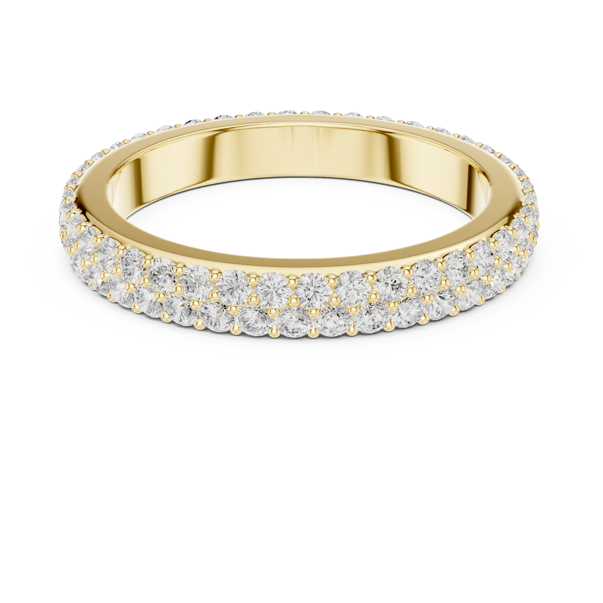 Round lab-grown diamond double row eternity band in yellow gold, 1.20 CT TW, view 4