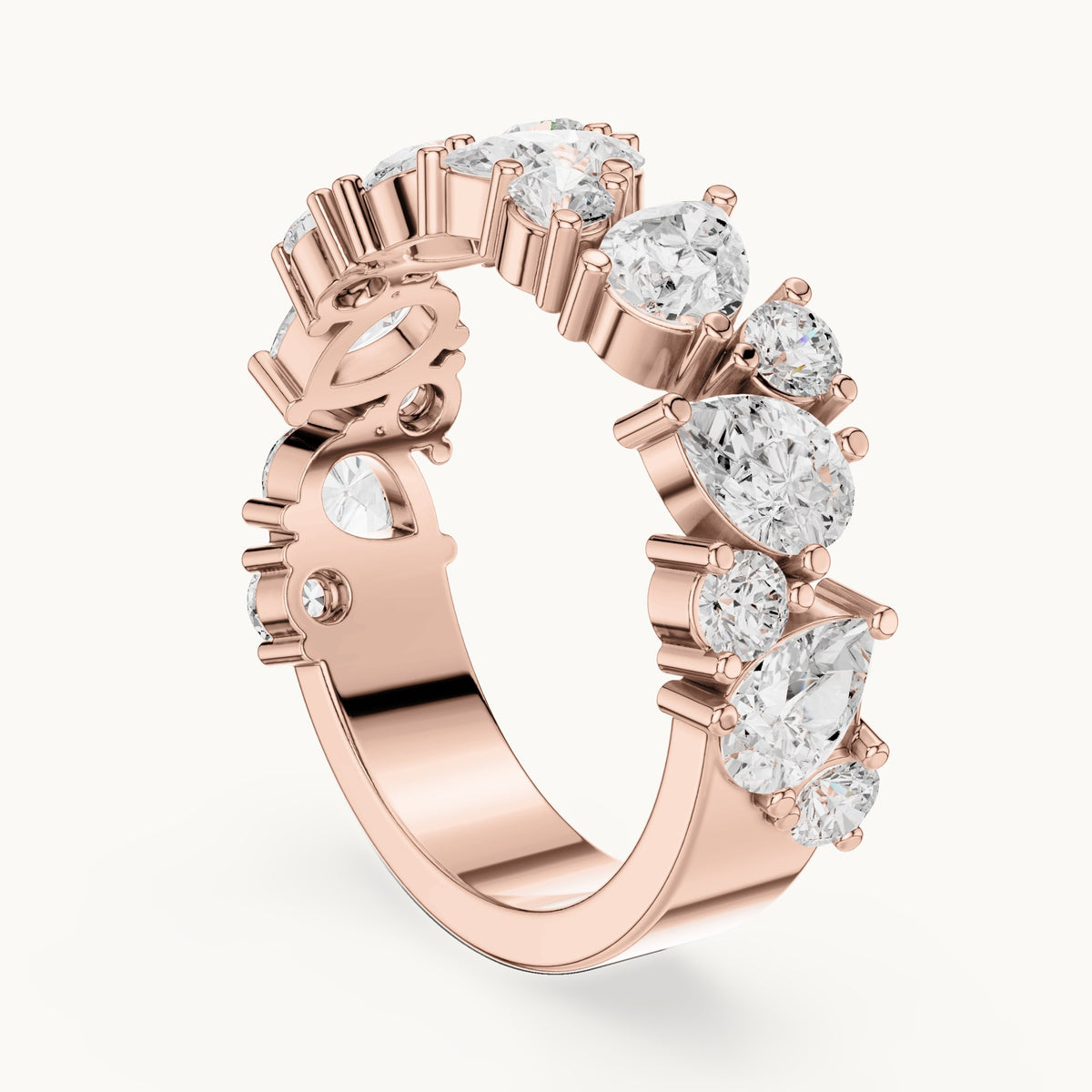 Pear and round lab-grown diamond anniversary band in rose gold, 1.88 CT TW, view 1