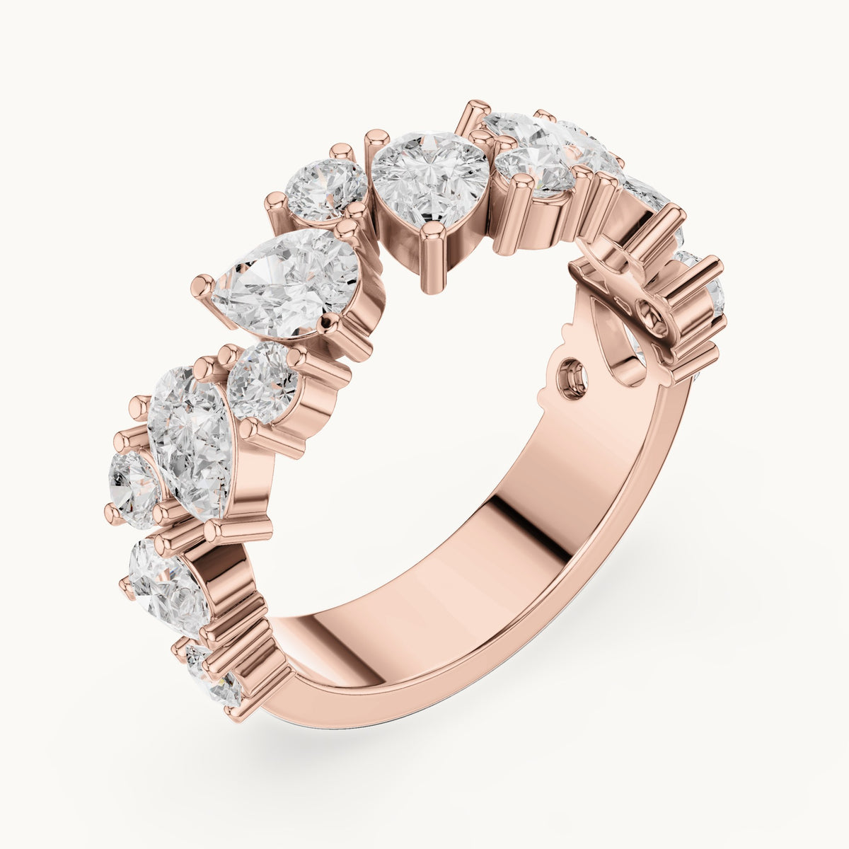 Pear and round lab-grown diamond anniversary band in rose gold, 1.88 CT TW, view 2