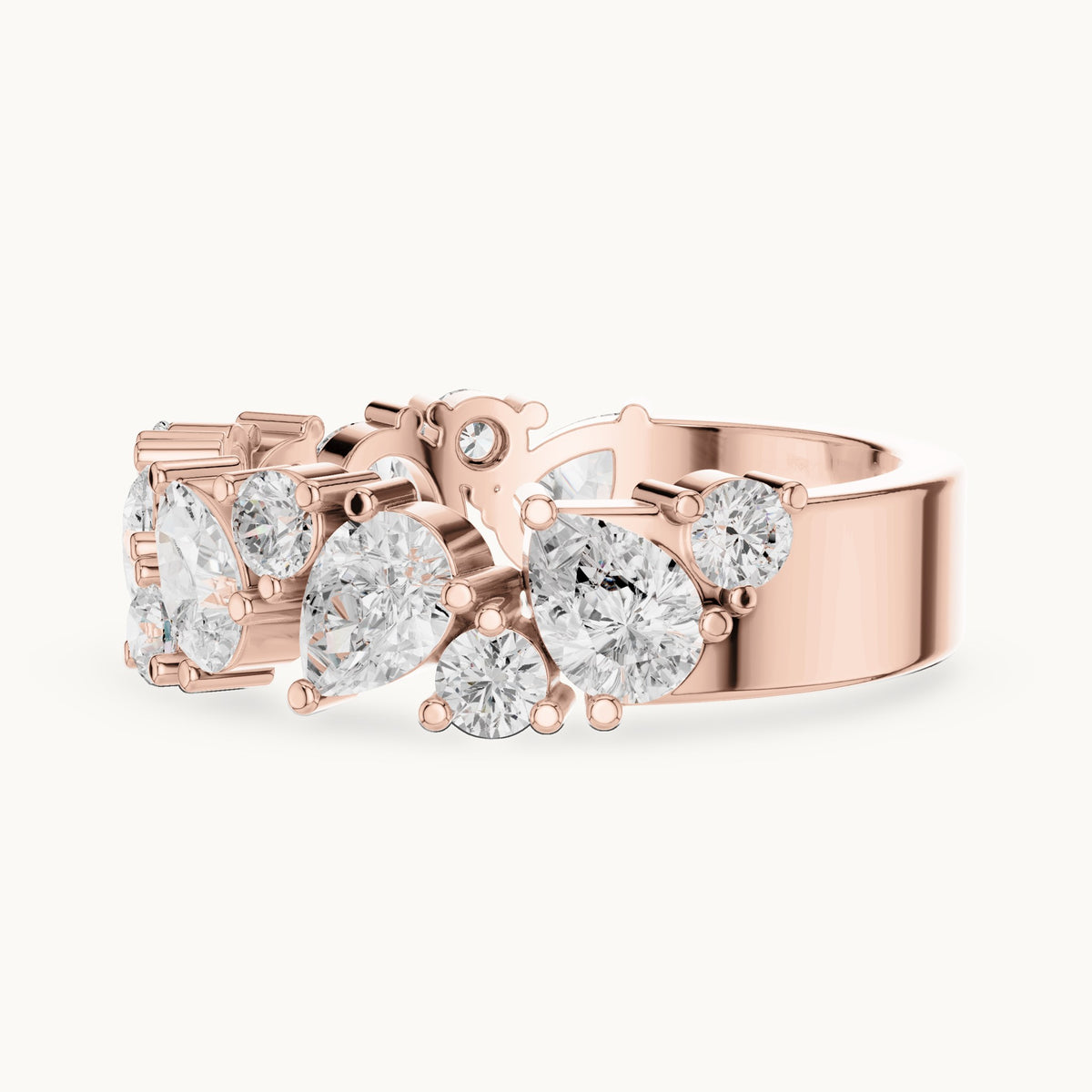 Pear and round lab-grown diamond anniversary band in rose gold, 1.88 CT TW, view 3