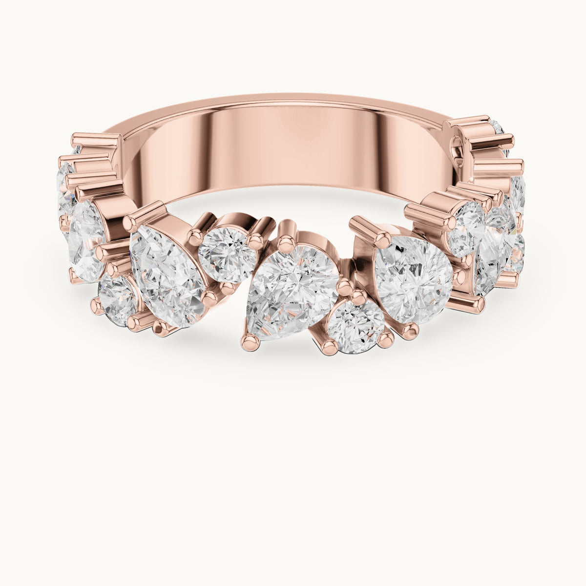 Pear and round lab-grown diamond anniversary band in rose gold, 1.88 CT TW, view 4